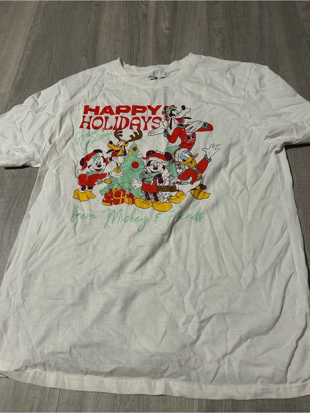 Disney Happy Holidays White Graphic Tee - Mickey & Friends